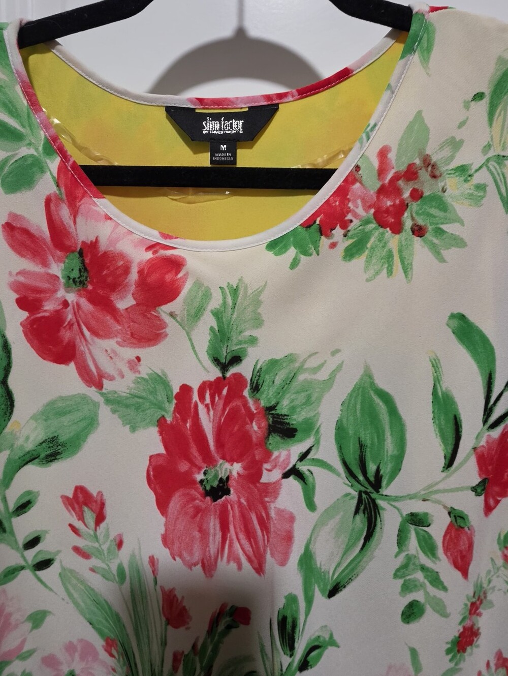 Investments Yellow Floral Poncho Top with Pink & Green Print - Picture 5 of 8
